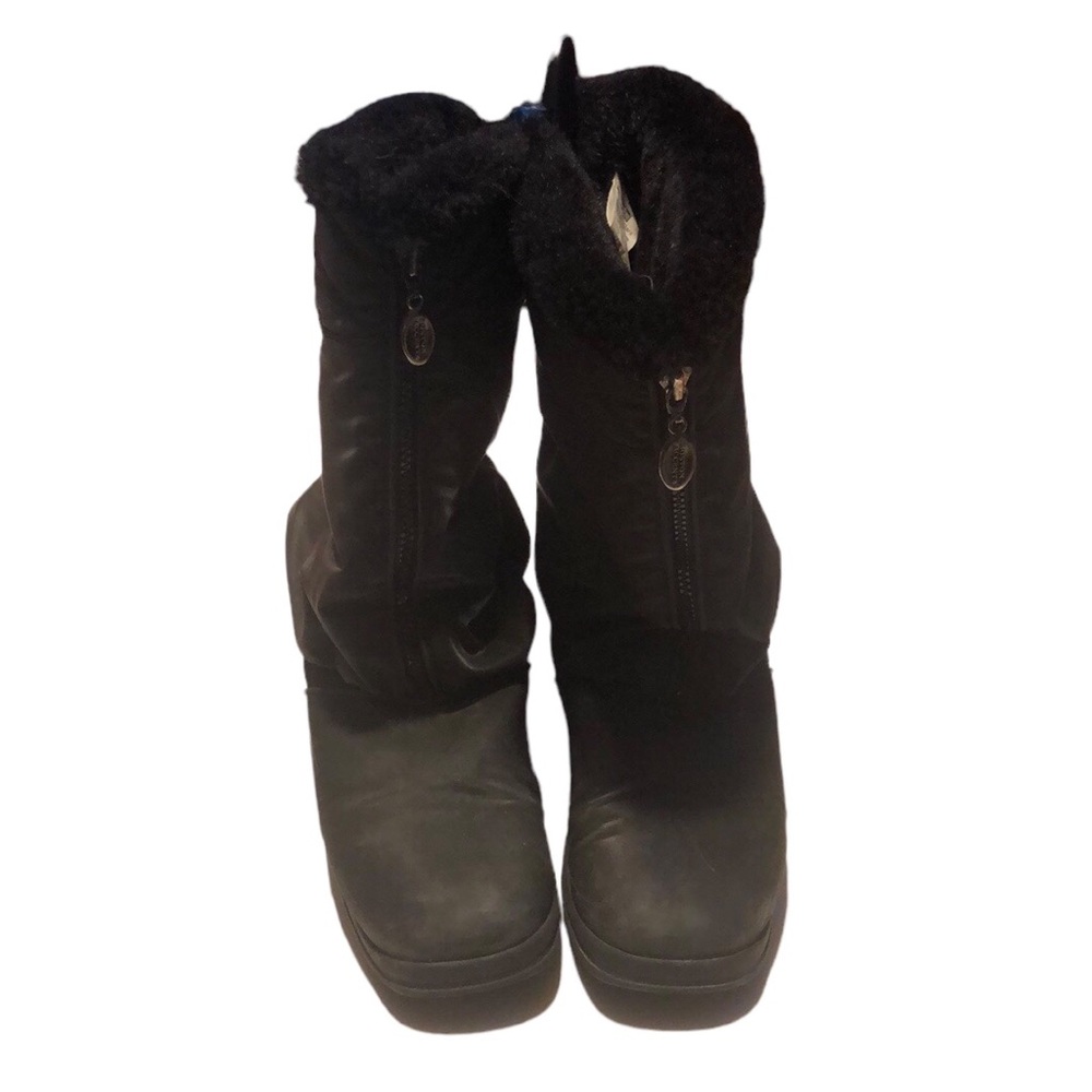 Boston Accent Faux Fur Lined Black Weatherproof Front Zip Boots Size 10M